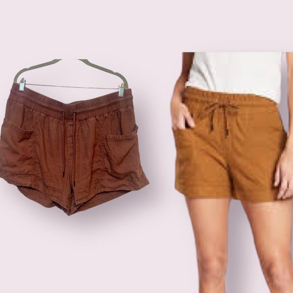 Athleta Cabo Linen 4” Shorts Brown Size 18